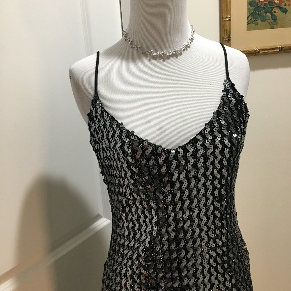 🍾 Vintage 80s Diamond's Run Disco Metallic Sequin Dress